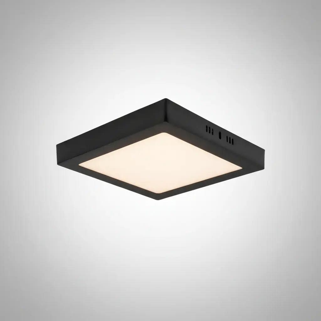 PANEL LED SOBREPUESTO CUADRADO 12W IP20 3000K NEGRO