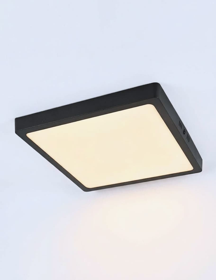 PANEL LED SOBREPUESTO CUADRADO 24W IP40 3000K NEGRO