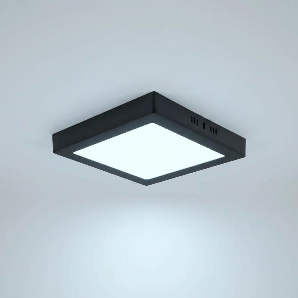 PANEL LED SOBREPUESTO CUADRADO 12W IP20 6000K NEGRO